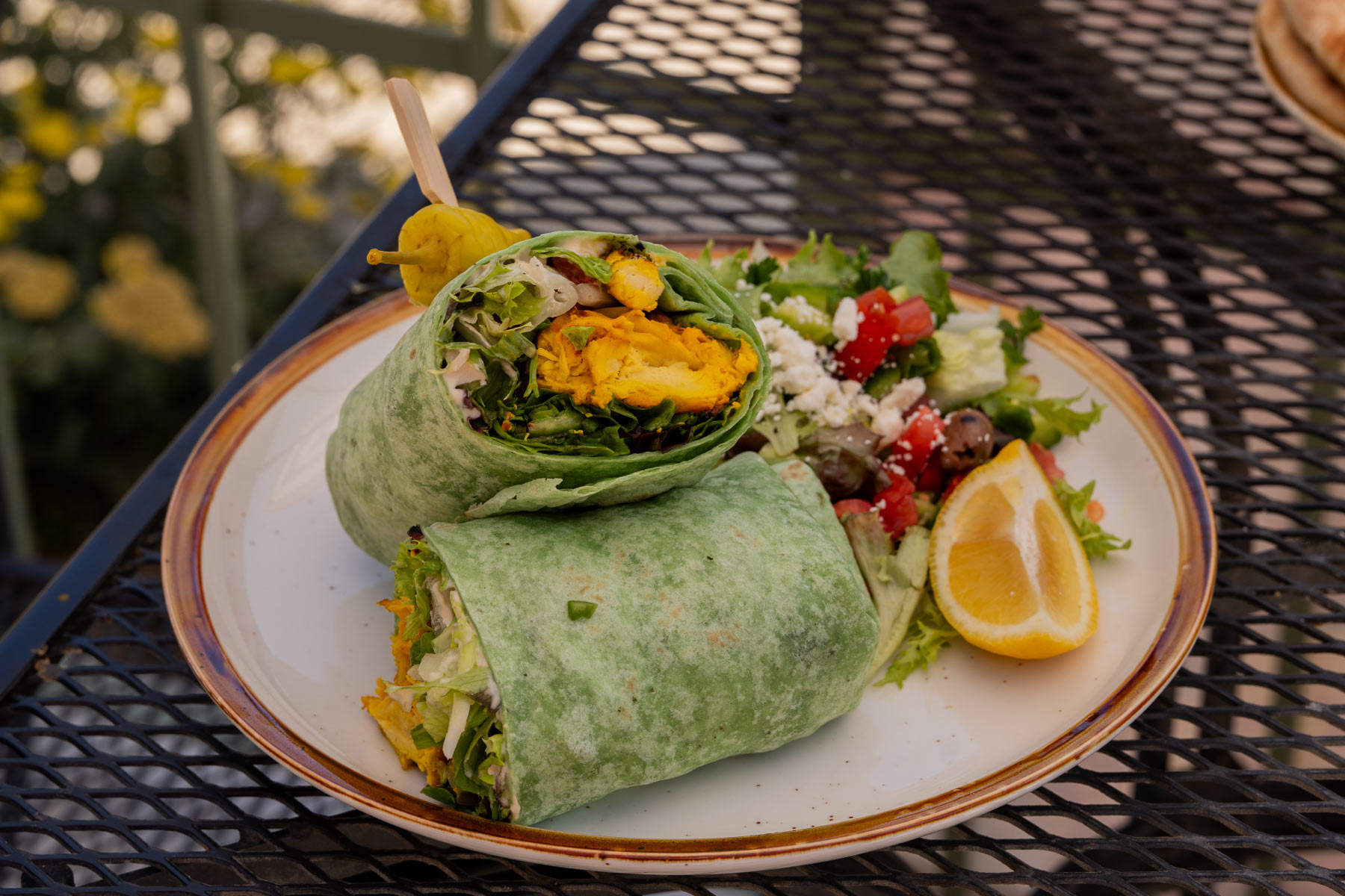chicken wrap in our Mediterranean restaurant